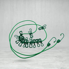 9373 Elastic Cloth Drying Rope With 12 Metal Clip Portable Clothes Line For Home  Travel