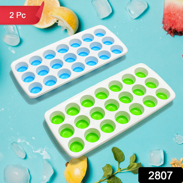 21 Cavity  Up Ice Cube Trays-Easy Release, Flexible Silicone Bottom - Stackable, BPA Free, Food Grade - for Convenient Freezer Ice Making (2 Pc Set)